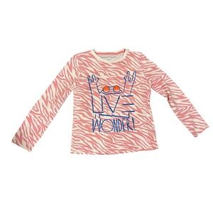Kids Pink Zebra Print Long Sleeve Shirt